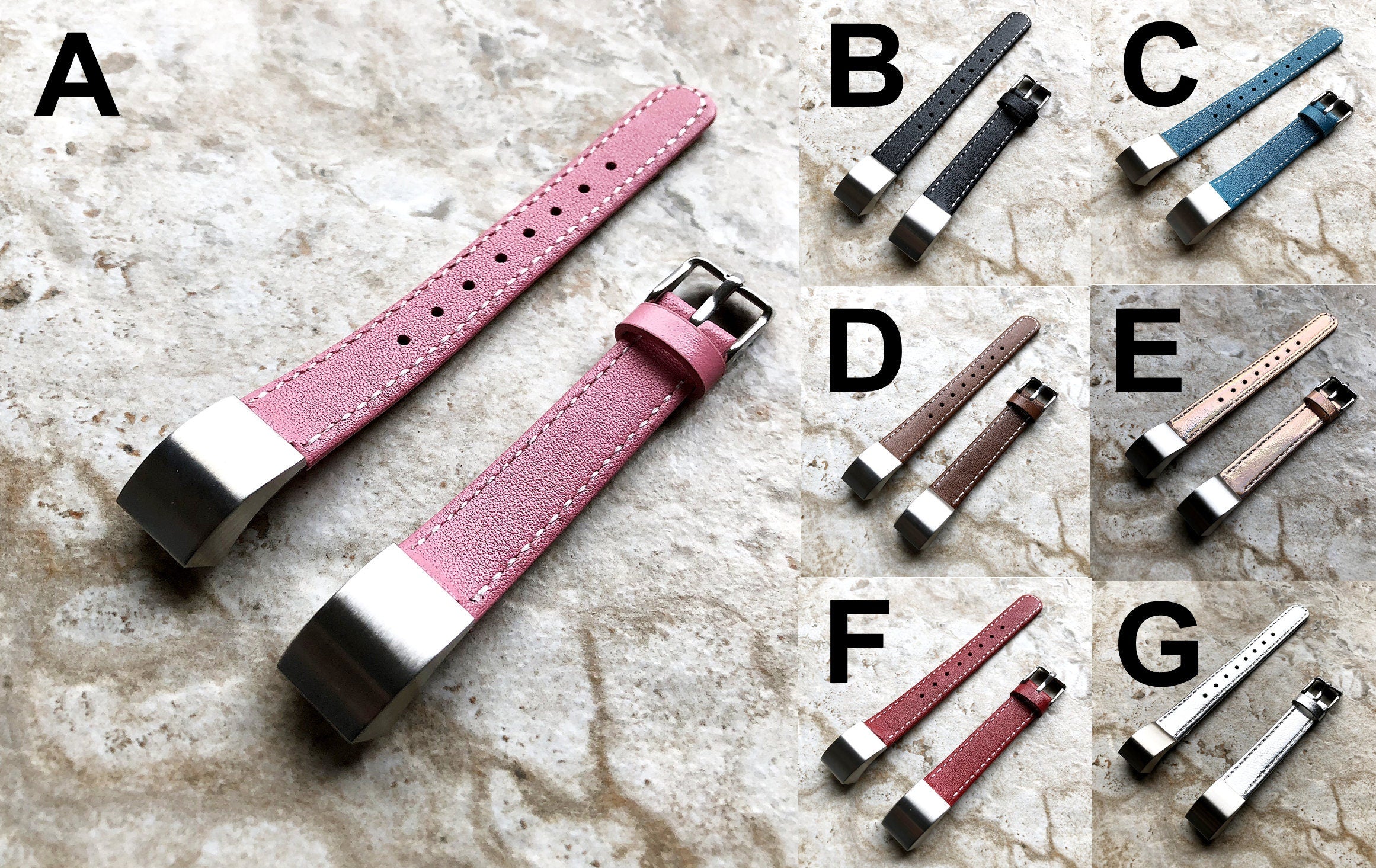 Fitbit Alta HR Unisex Modern Elegant Soft Leather Band Strap with Stitching Details Quick Release Adapters Included Ready to Attach SML